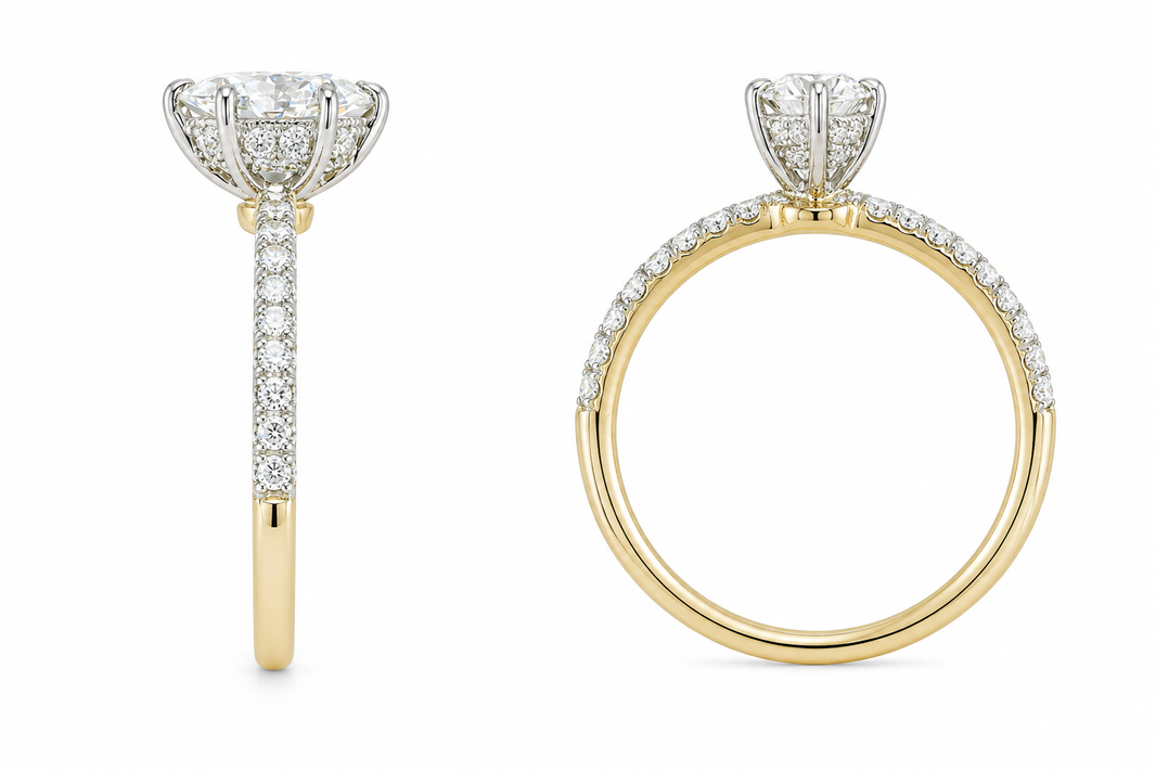 14K Yellow Gold Ring Marquise Cut 1.00 ct Lab Grown Diamond