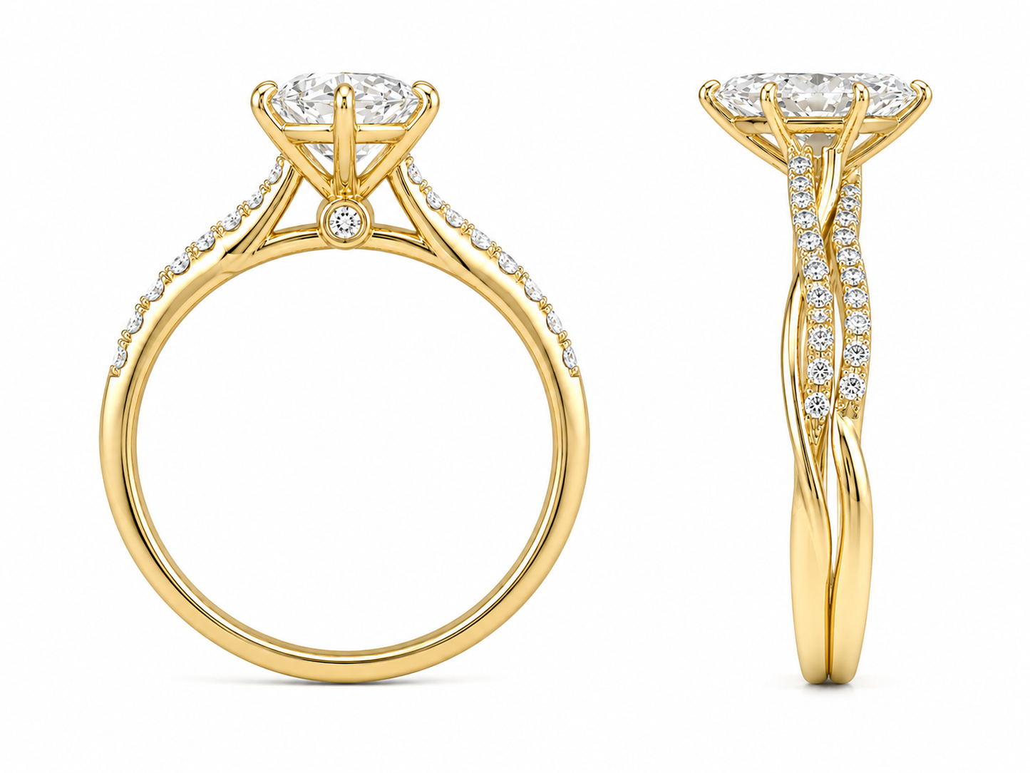 14K Yellow Gold Marquise Wedding Set 1.79 ct Lab Grown Diamond