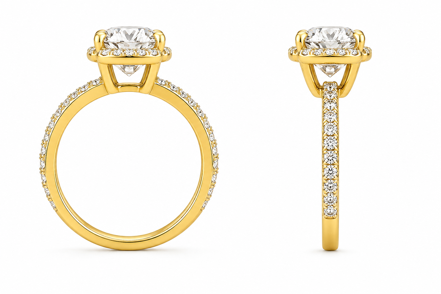 14K Yellow Gold Ring Round 1.25 ct Lab Grown Diamond