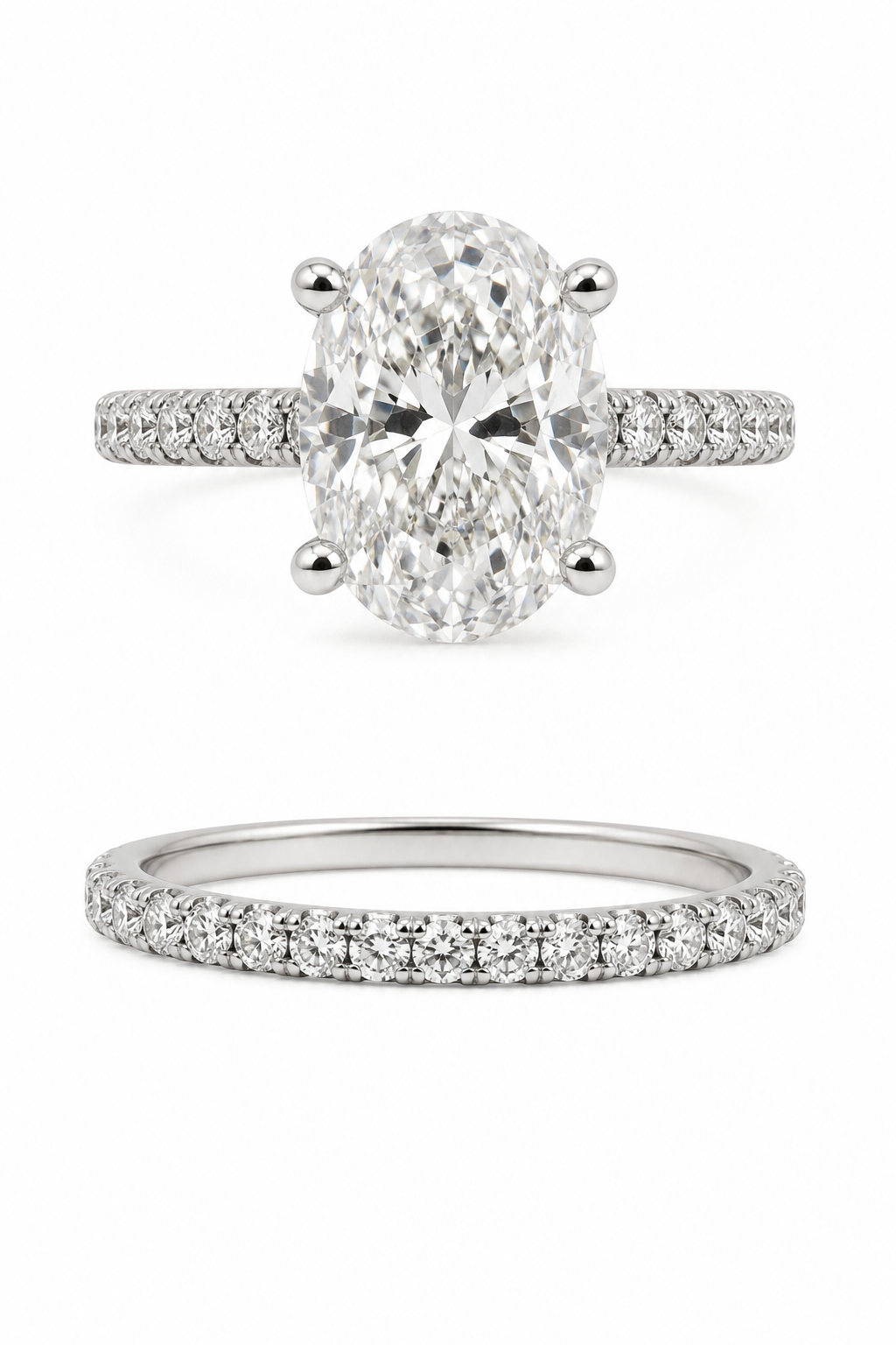 14K White Gold Oval Wedding Set 2.50 ct Lab Grown Diamond