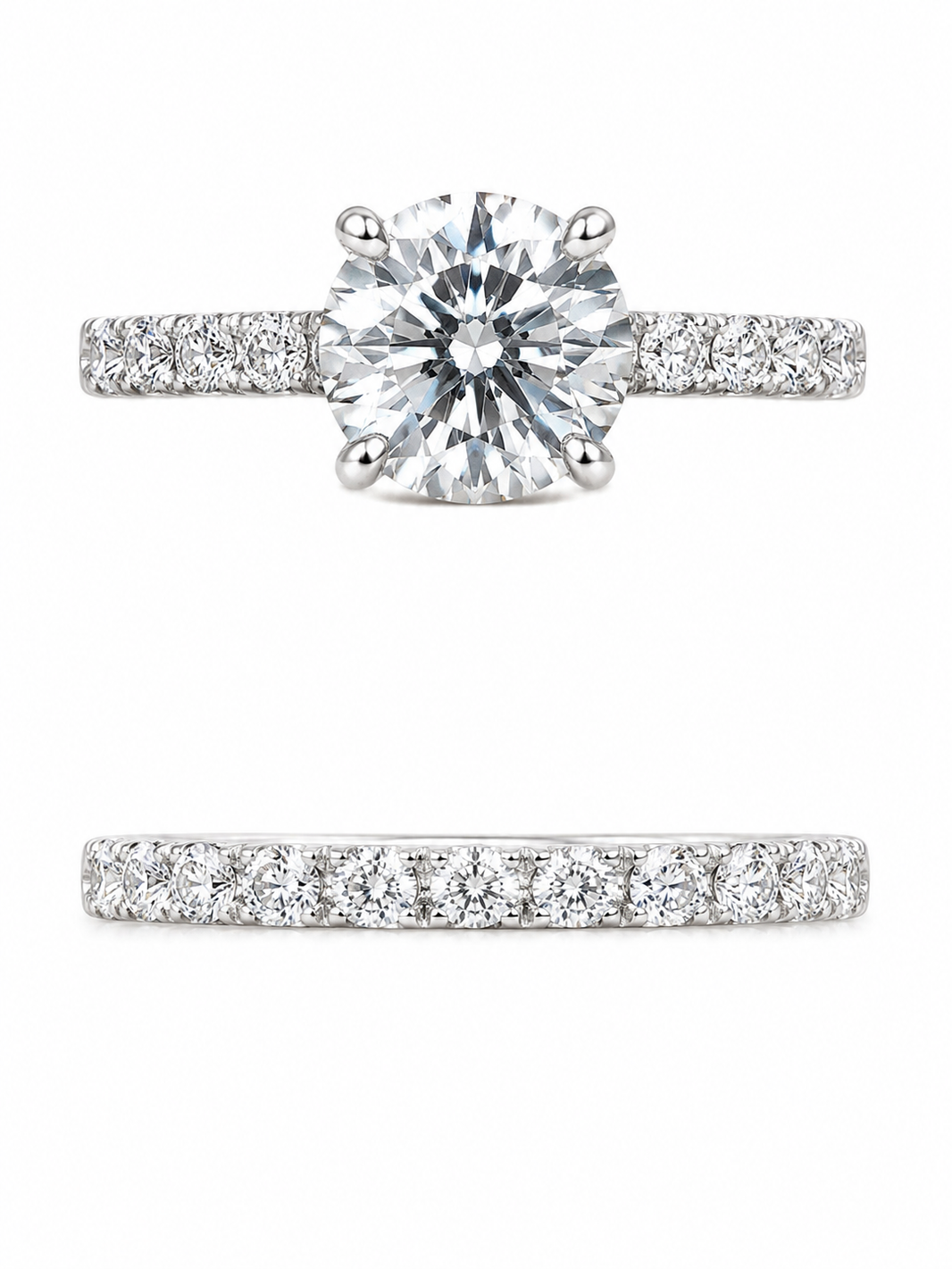 14K White Gold Women's Wedding Set Round 1.86 ct Round Lab Grown Diamond