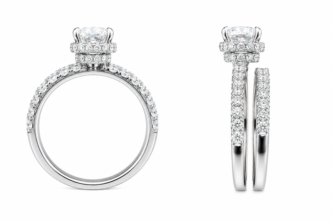 14K White Gold Women's Wedding Set Round 1.86 ct Round Lab Grown Diamond