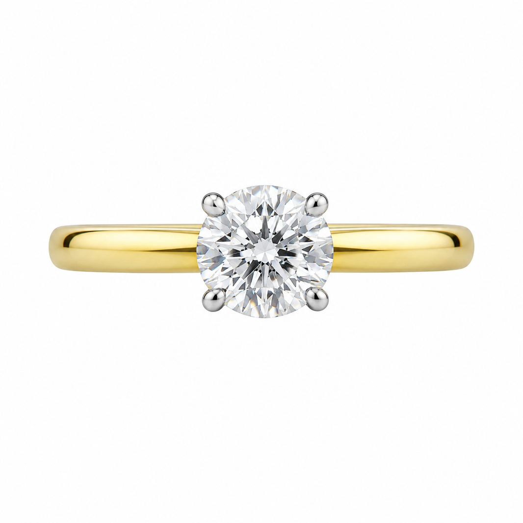 14K Yellow Gold Women's Wedding Ring Solitaire Round 0.50 ct Lab Grown Diamond