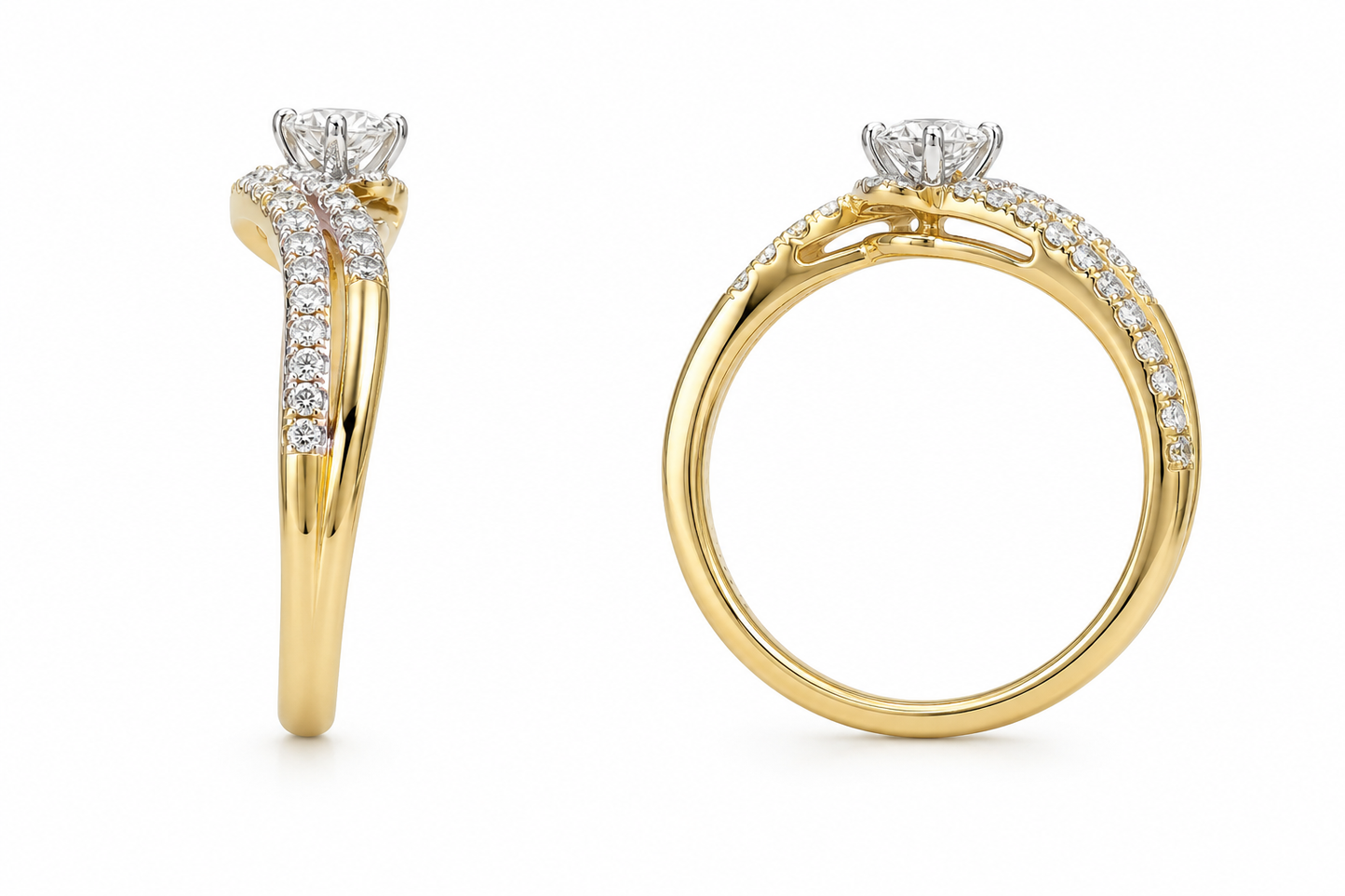 14K Yellow Gold Ring Round 0.40 ct Lab Grown Diamond