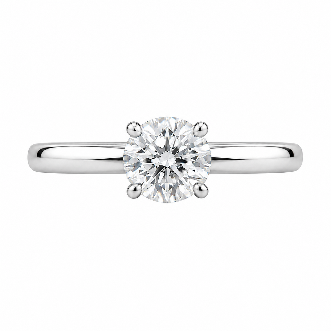 14K White Gold Women's Ring Solitaire Round 0.50 ct Lab Grown Diamond