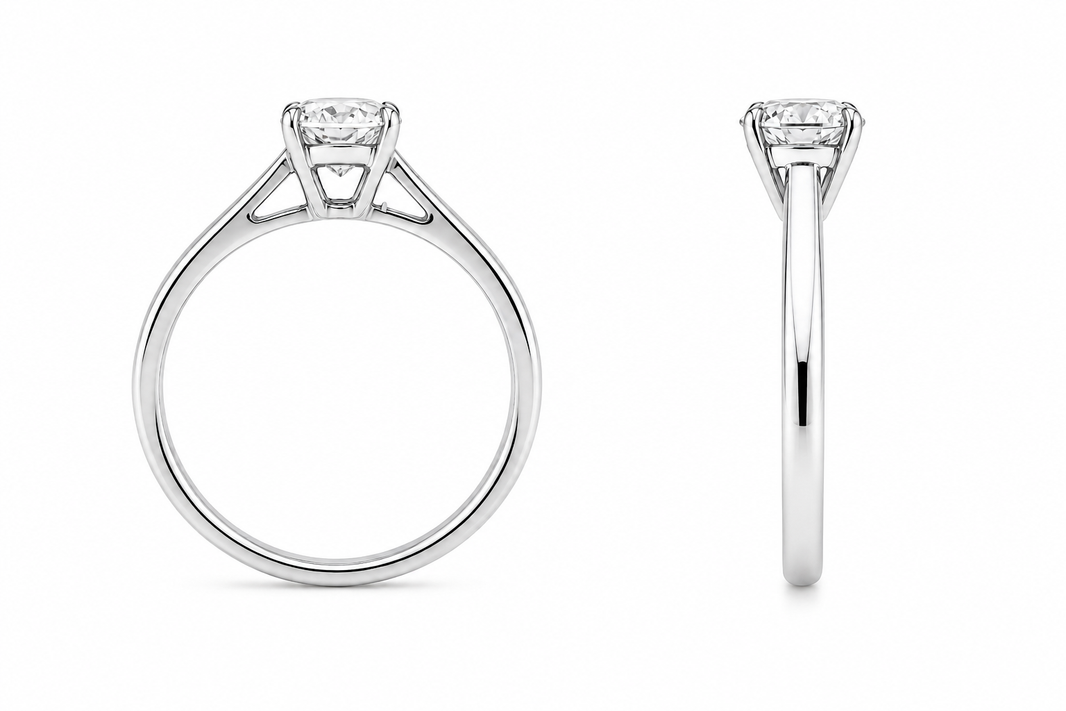 14K White Gold Women's Ring Solitaire Round 0.50 ct Lab Grown Diamond