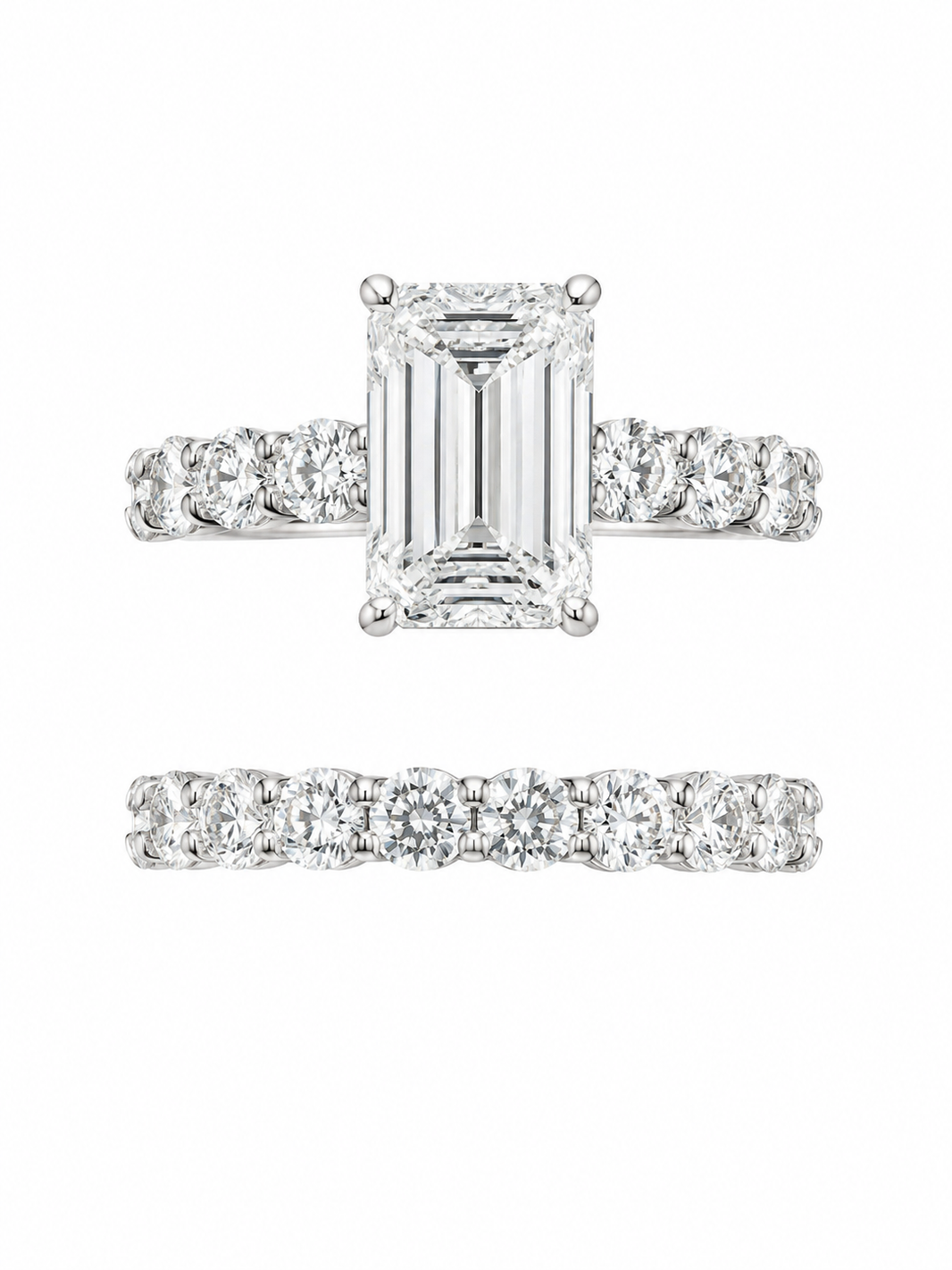14K Yellow Gold Emerald Wedding Set 4.00 ct Lab Grown Diamond