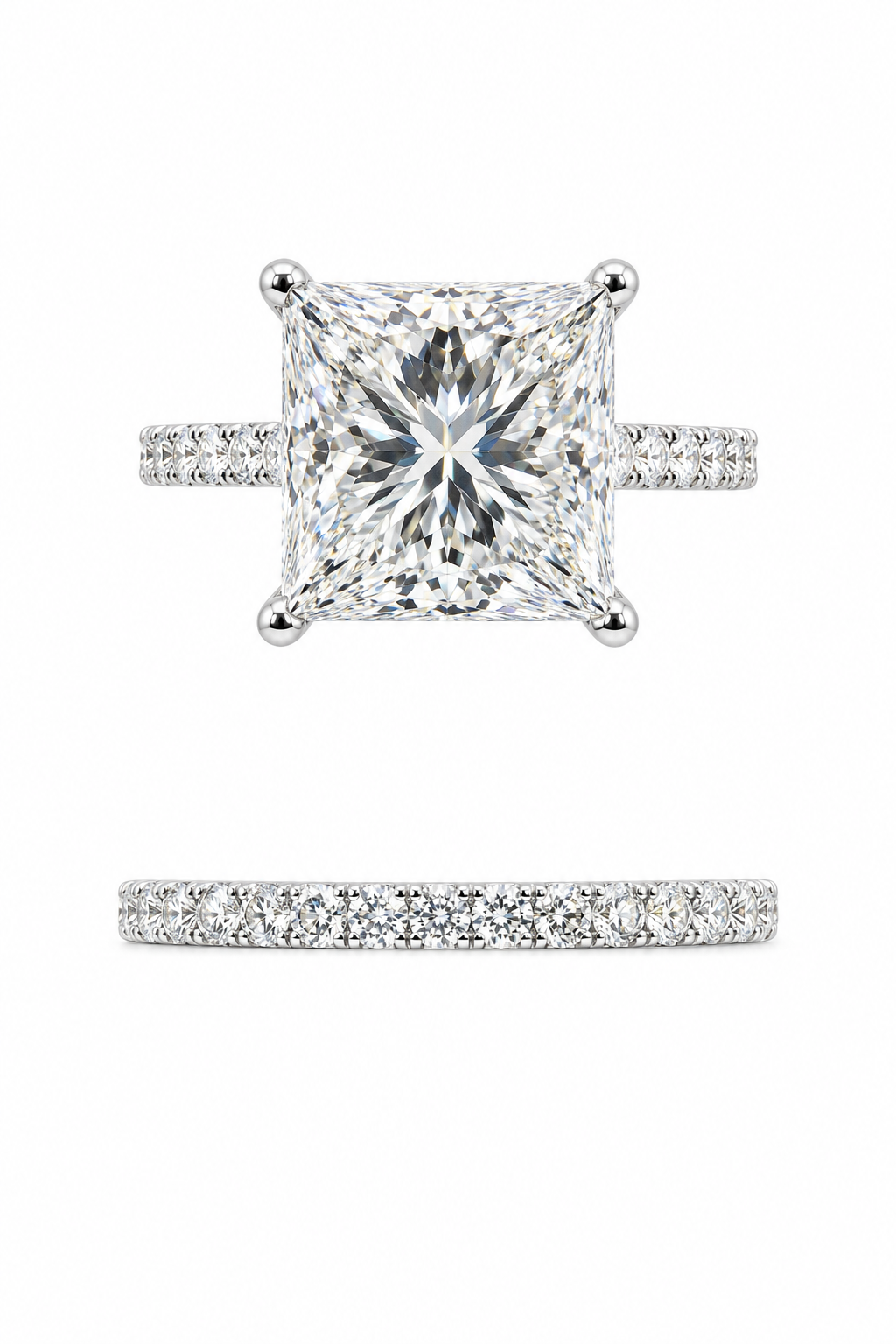 14K Yellow Gold Princess Wedding Set 5.00 ct Lab Grown Diamond