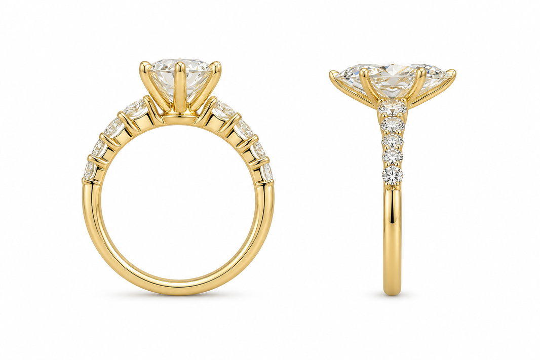 14K Yellow Gold Wedding Ring Marquise Cut 3.80 ct Lab Grown Diamond