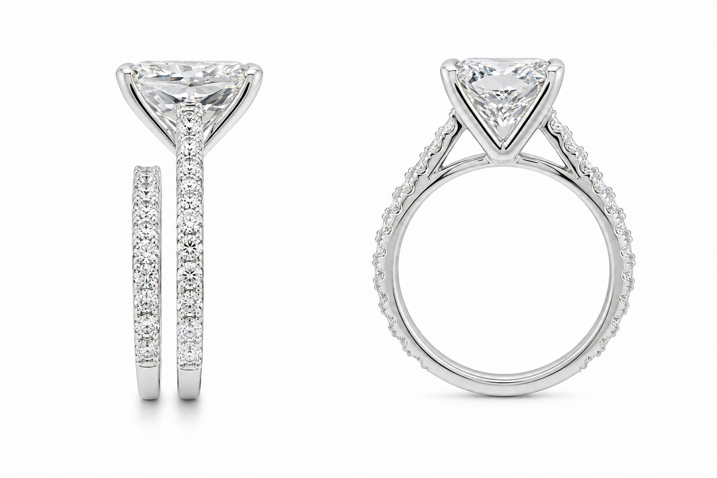 10K White Gold Radiant Cut Wedding Set 5.02 ct Lab Grown Diamond