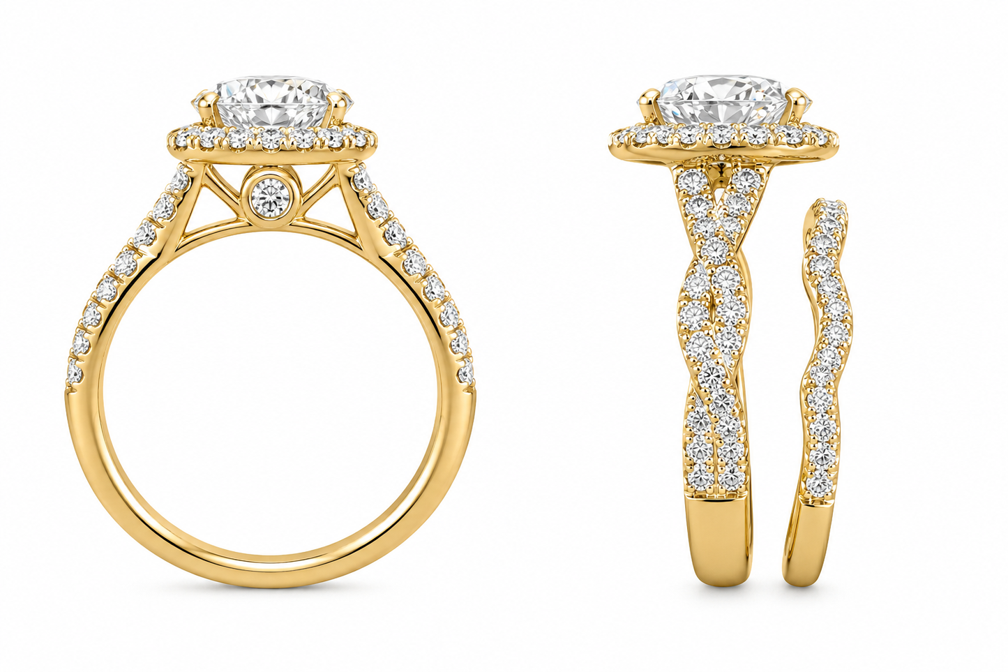 10K Yellow Gold Oval Wedding Set 2.58 ct Lab Grown Diamond
