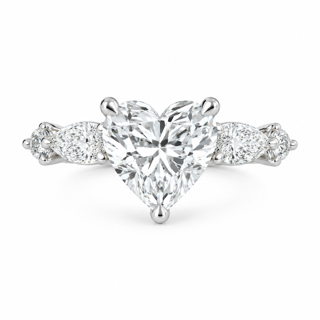14K White Gold Women’s Ring Heart 1.90 ct Lab Grown Diamond