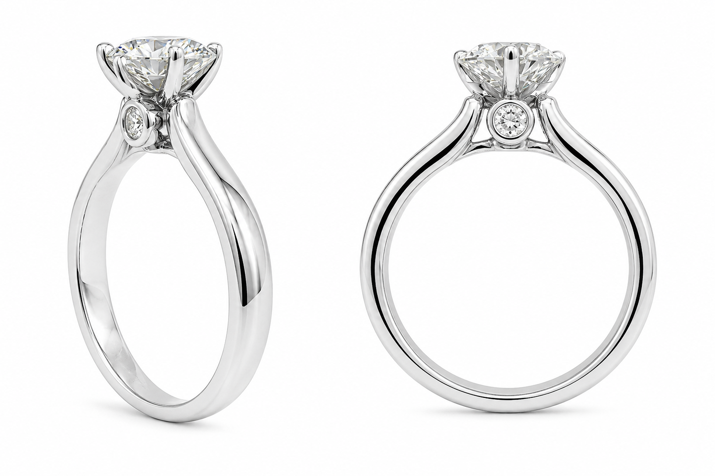 14K White Gold Women's Ring Heart Solitaire 1.10 ct Lab Grown Diamond