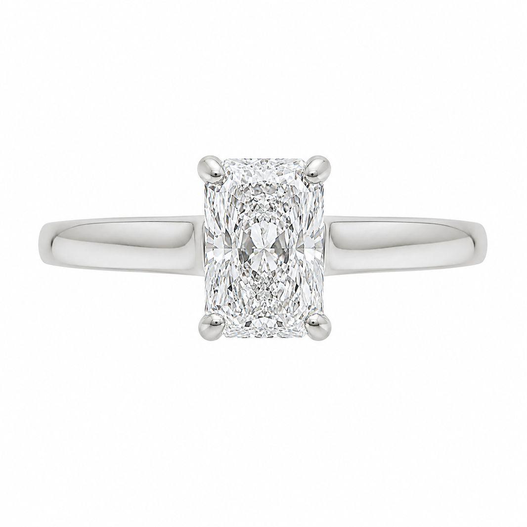 14K White Gold Women's Ring Radiant Cut Solitaire 0.75 ct Lab Grown Diamond
