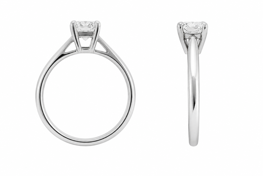 14K White Gold Women's Ring Radiant Cut Solitaire 0.75 ct Lab Grown Diamond