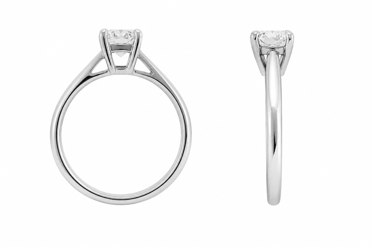 14K White Gold Women's Ring Radiant Cut Solitaire 0.75 ct Lab Grown Diamond