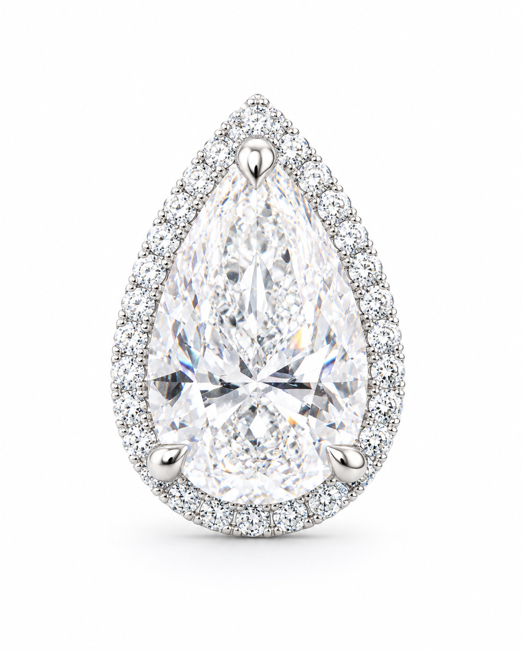 14K White Gold Pear Shape Halo Charm 1.15 ct Lab Grown Diamond