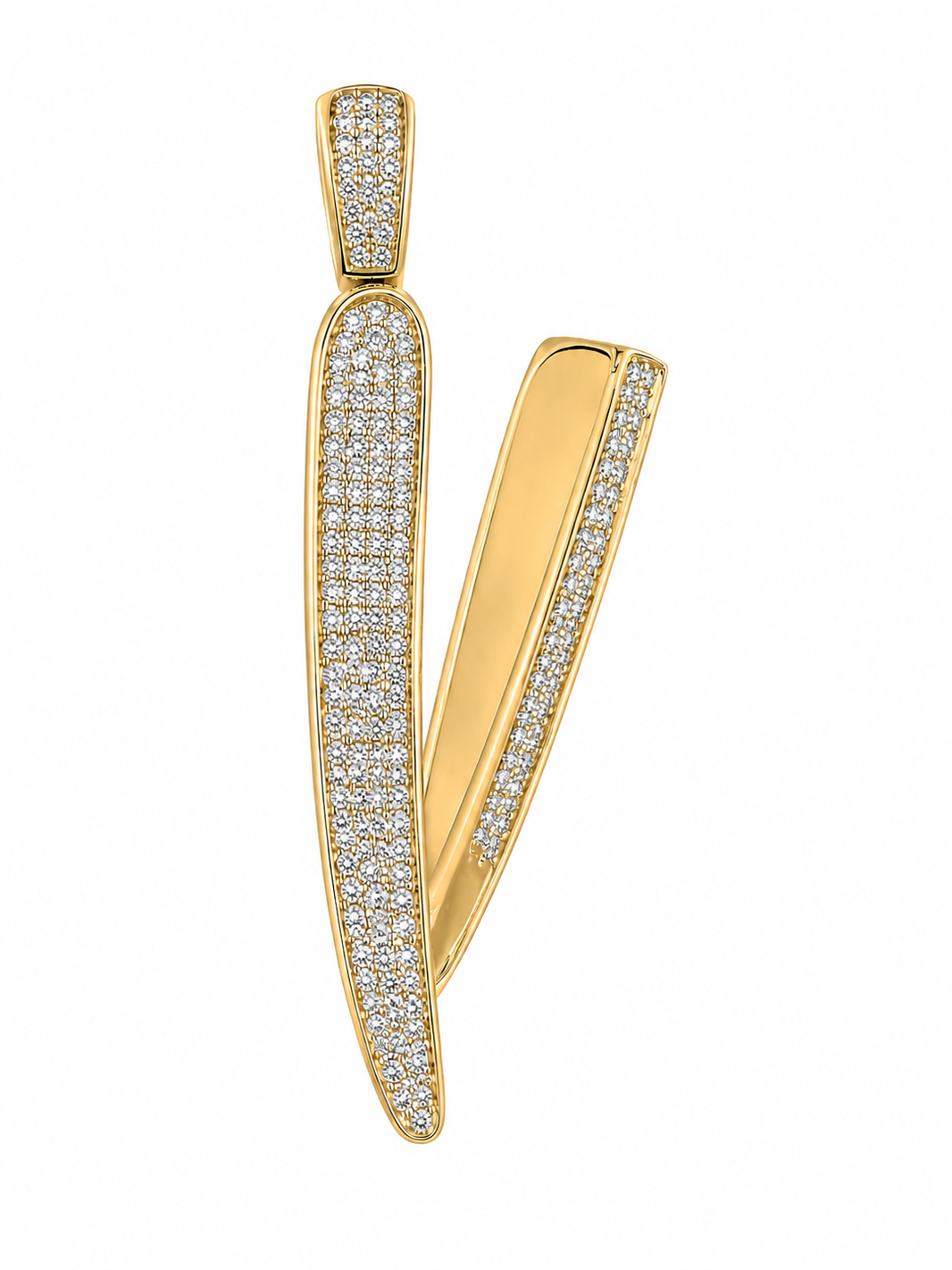 10K Yellow Gold “Barber Blade” Adjustable Charm 0.30 ct Natural Diamond