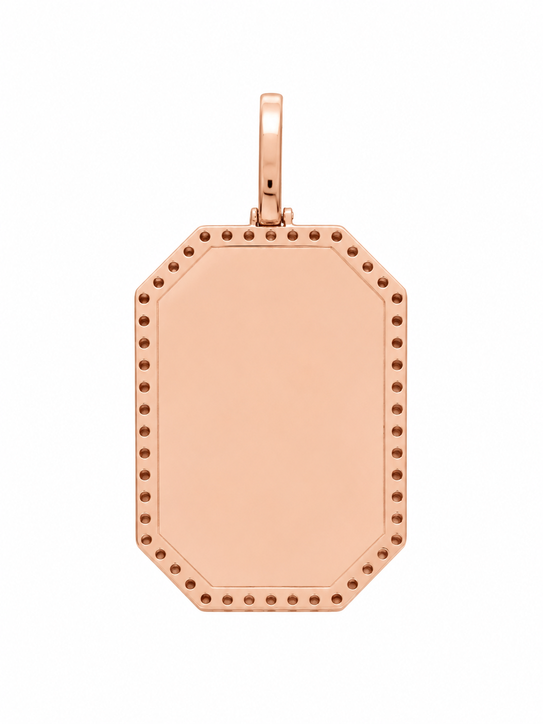 14K Rose Gold Engravable Picture Pendant Octagon Charm 2.50 ct Natural Diamond