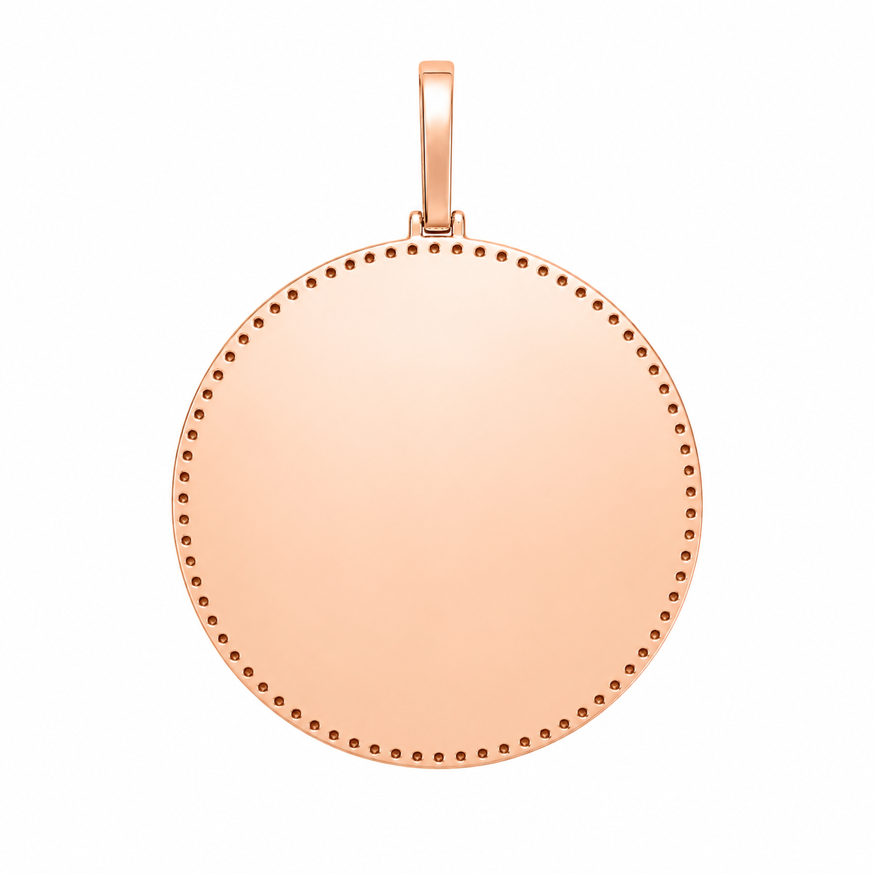10K Rose Gold Engravable Picture Pendant Round Charm 1.86 ct Natural Diamond