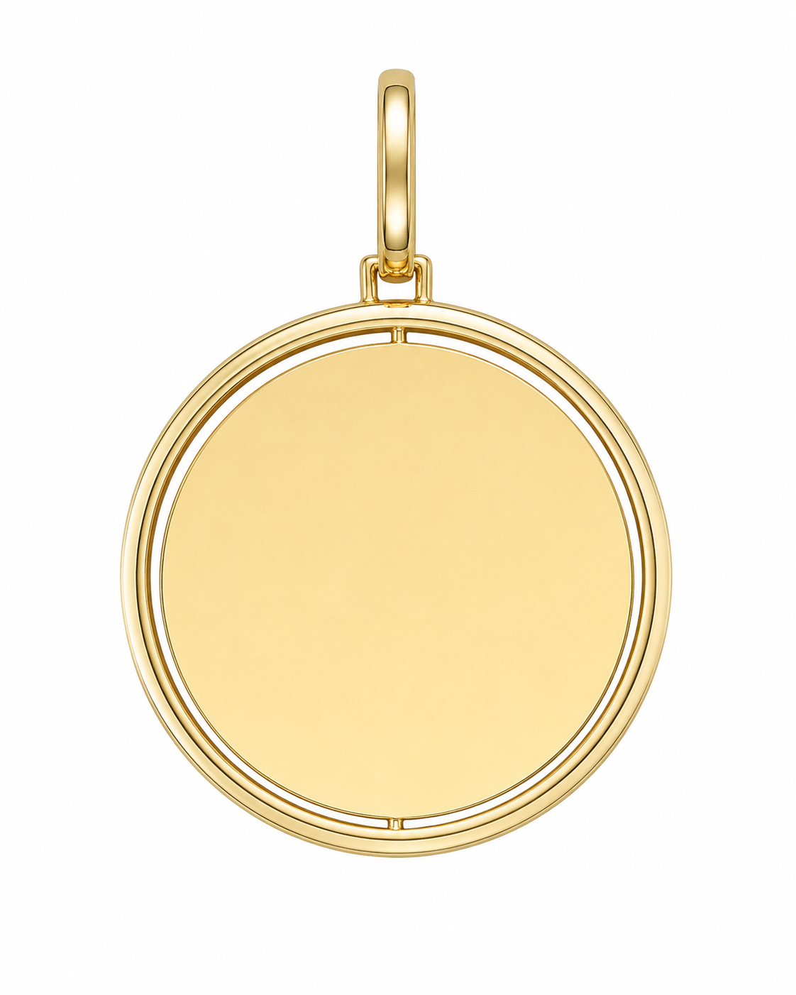 10K Yellow Gold 2-Sided Engravable Picture Pendant Round Charm 2.75 ct Natural Diamond
