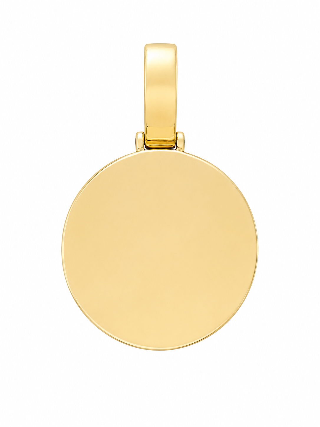 10K Yellow Gold Engravable Picture Pendant Round Charm Baguette 1.25 ct Natural Diamond