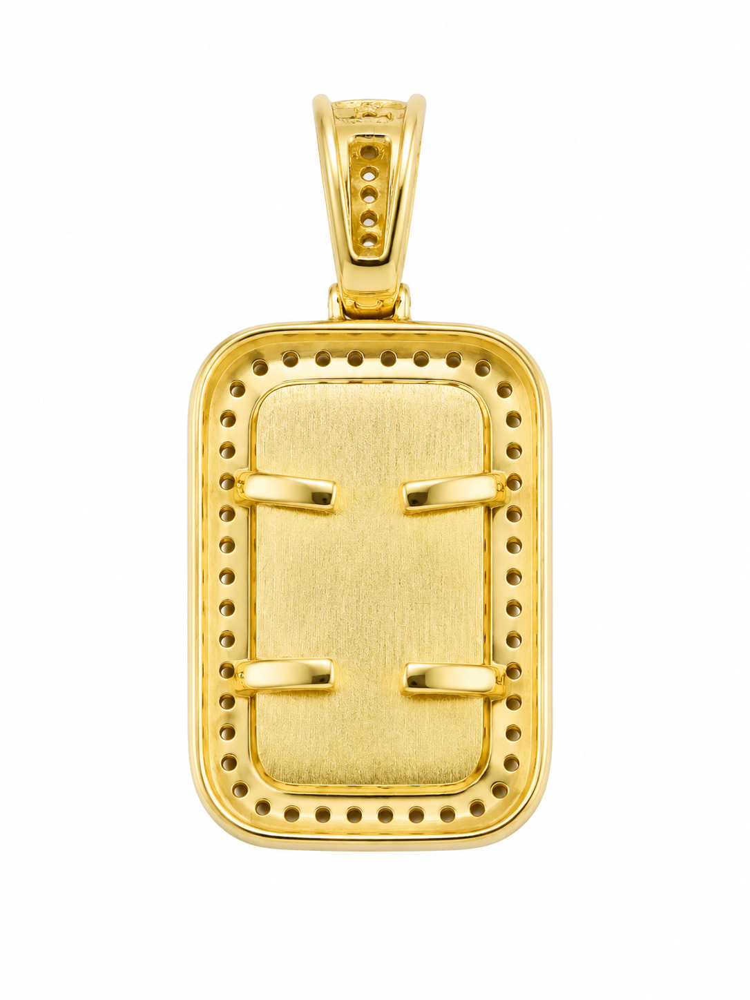 10K Yellow Gold Picture Pendant Rectangle Charm 0.34 ct Natural Diamond