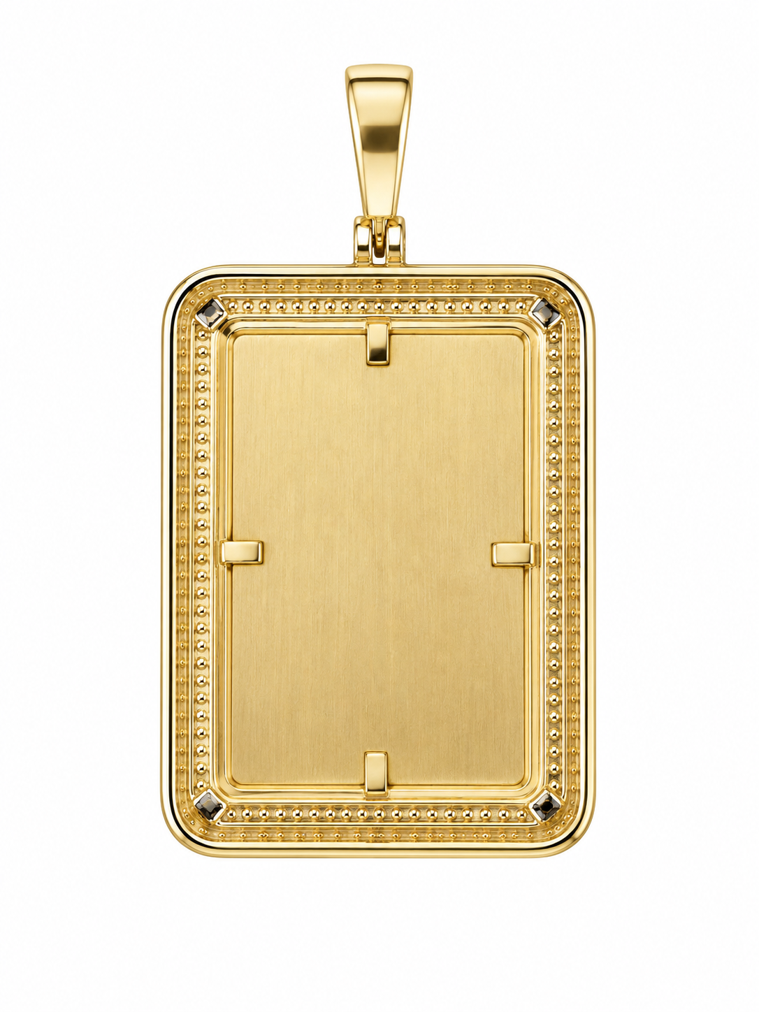 10K Two-Tone Gold Engravable Picture Pendant Rectangle Charm 1.20 ct Natural Diamond