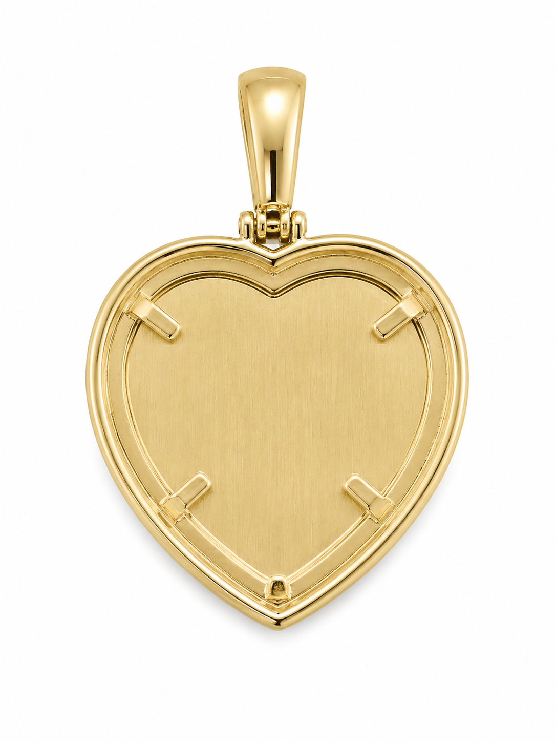 10K Two-Tone Gold Engravable Picture Pendant Heart Charm 0.27 ct Natural Diamond