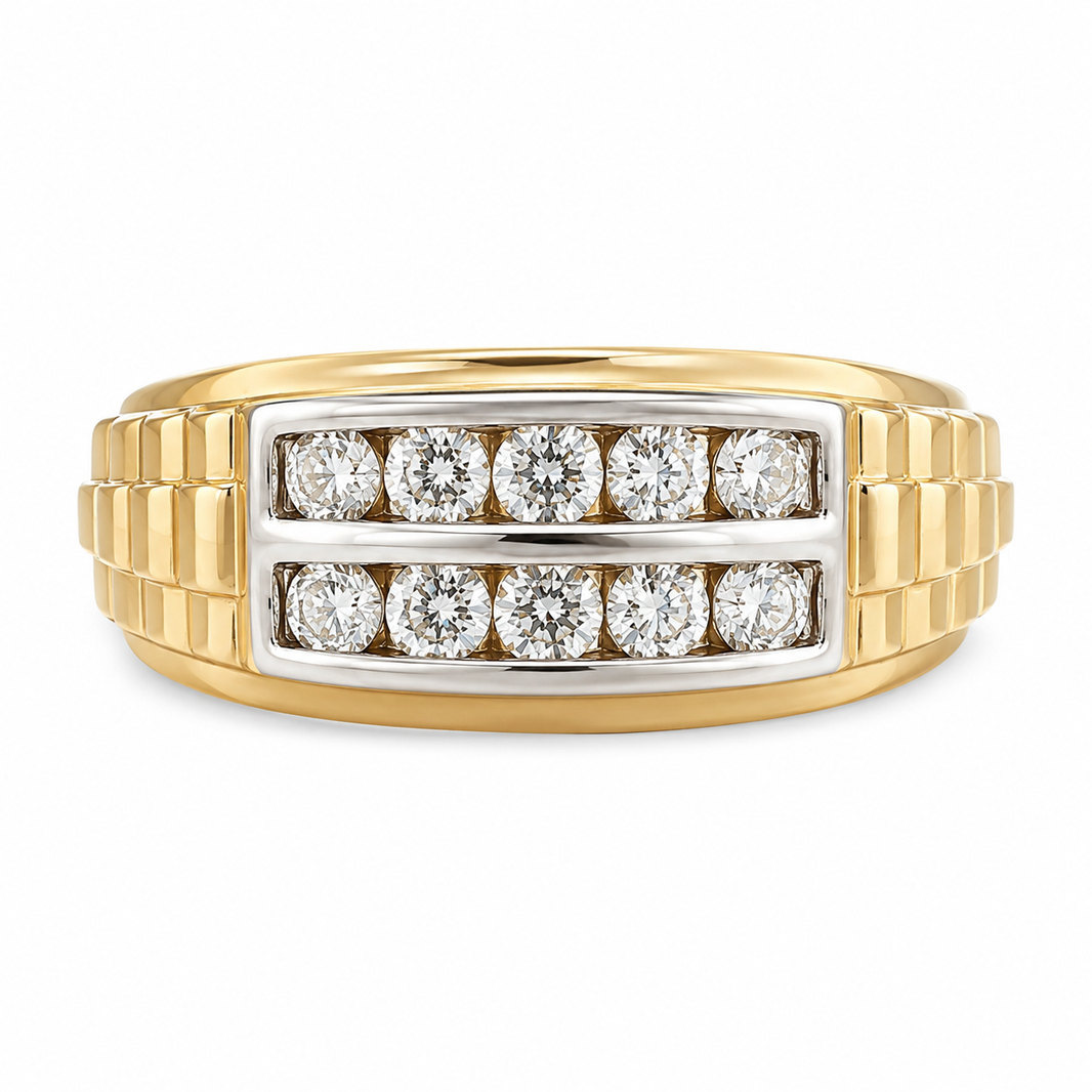 10K Yellow Gold Men's Ring Presidential Style 0.50 ct Natural Diamond