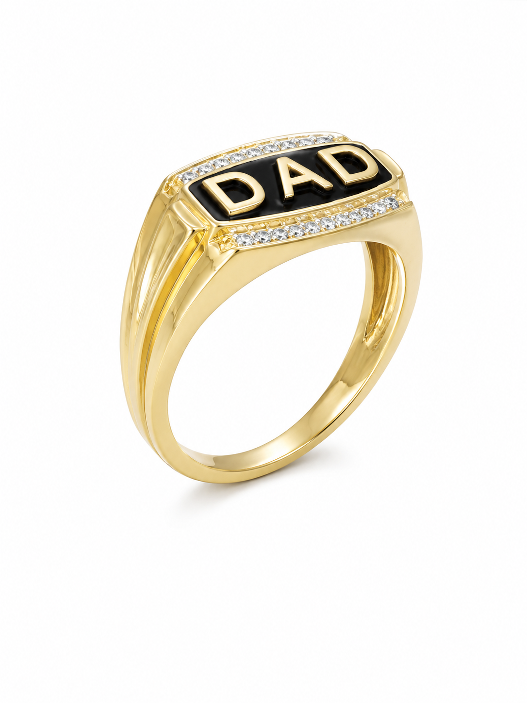 10K Yellow Gold Men's “Dad” Ring 0.04 ct Natural Diamond