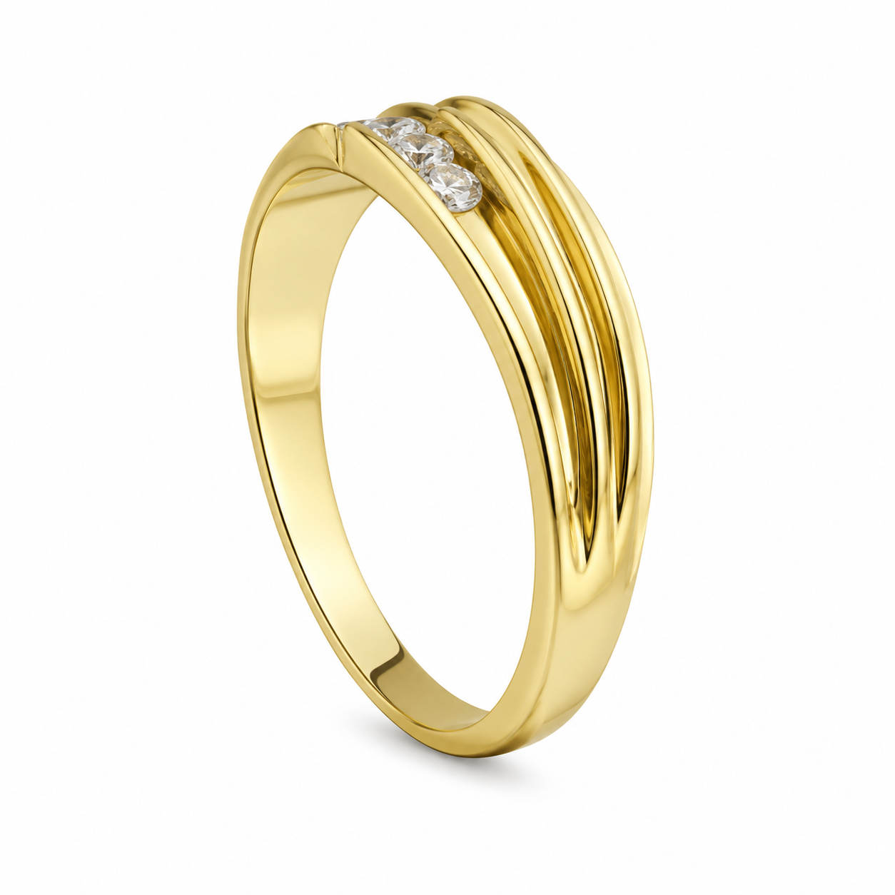 14K Yellow Gold Men's Ring 0.40 ct Natural Diamond