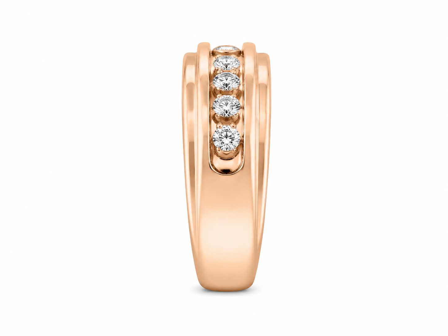 10K Rose Gold Men's Band 0.27 ct Natural Diamond