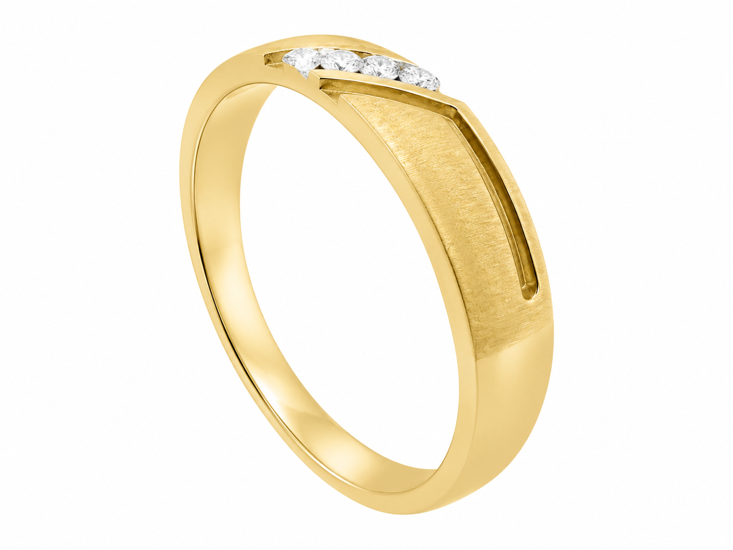 14K Yellow Gold Men's Band 0.10 ct Natural Diamond