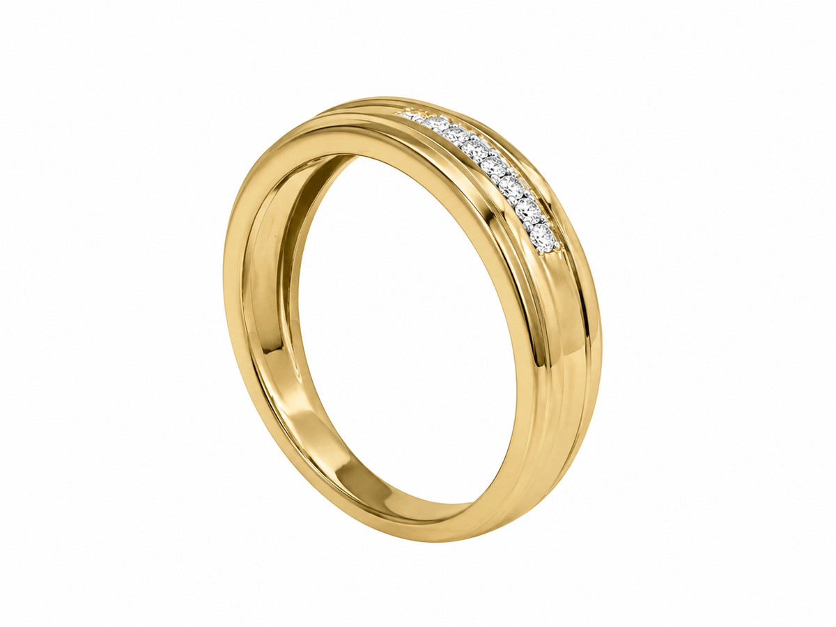 10K Yellow Gold Men's Band 0.12 ct Natural Diamond