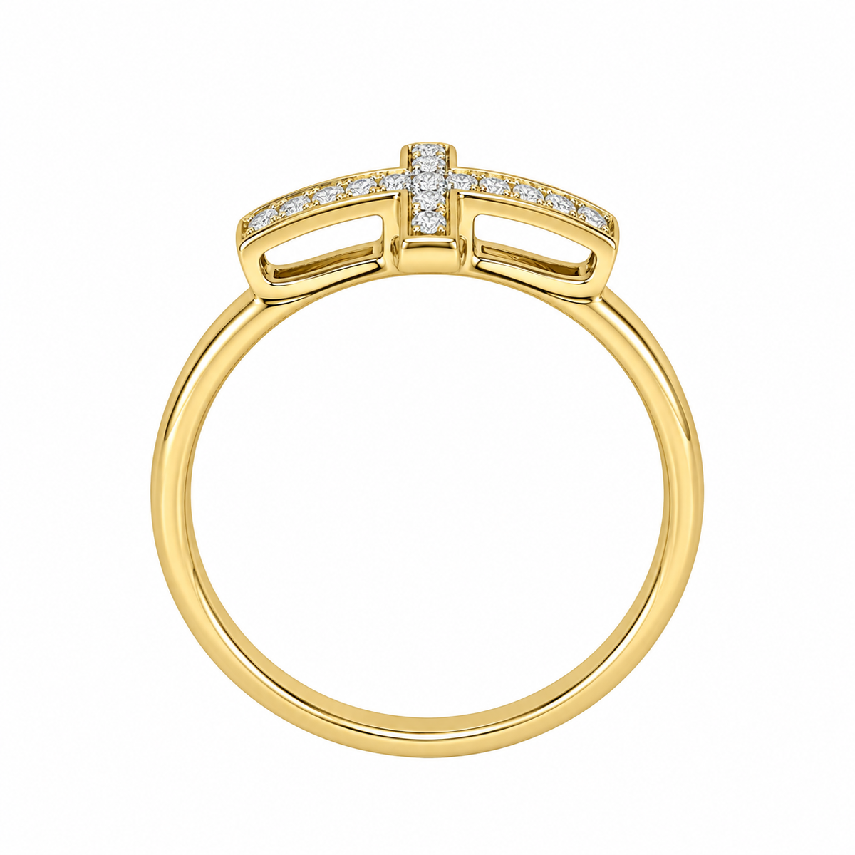 10K White Gold Men's Cross Ring 0.15 ct Natural Diamond