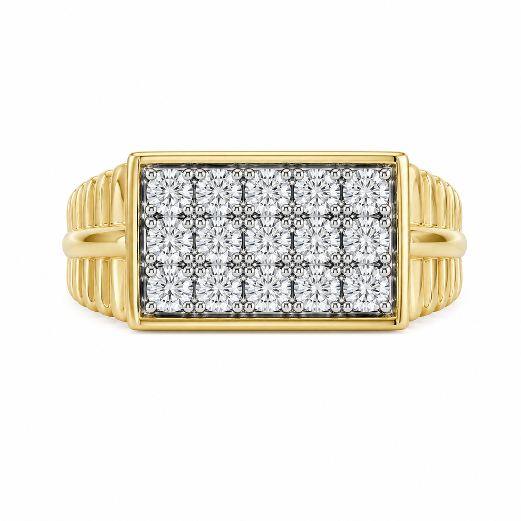 10K Yellow Gold Men's Ring Presidential Style 0.15 ct Natural Diamond