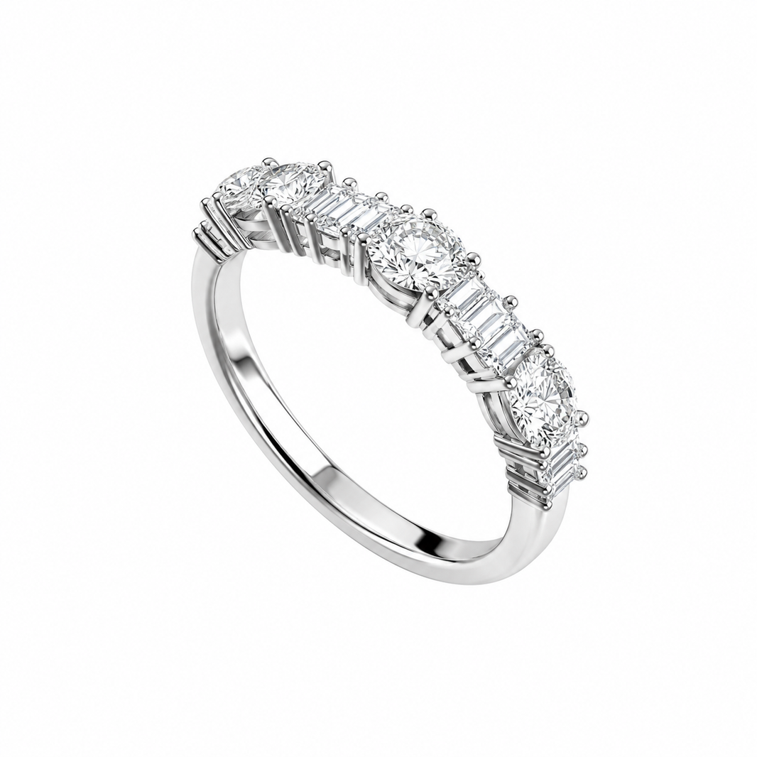 14K White Gold Oval, Baguette Women’s Band 1.00 ct Lab Grown Diamond