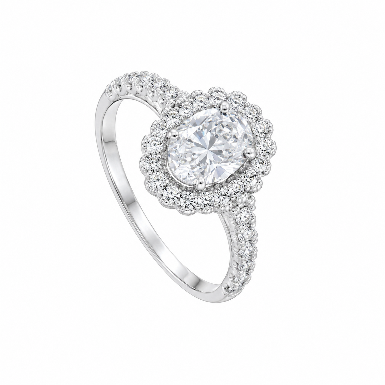 14K White Gold Women's Ring Oval 1.50 ct Lab Grown Diamond