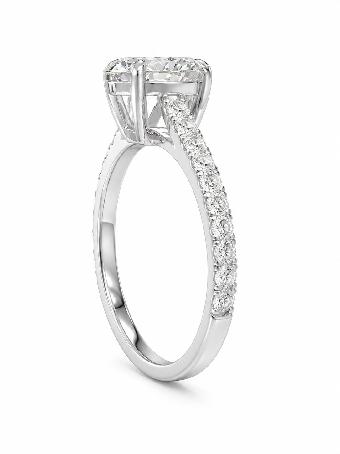 14K White Gold Women's Ring Oval 1.30 ct Lab Grown Diamond