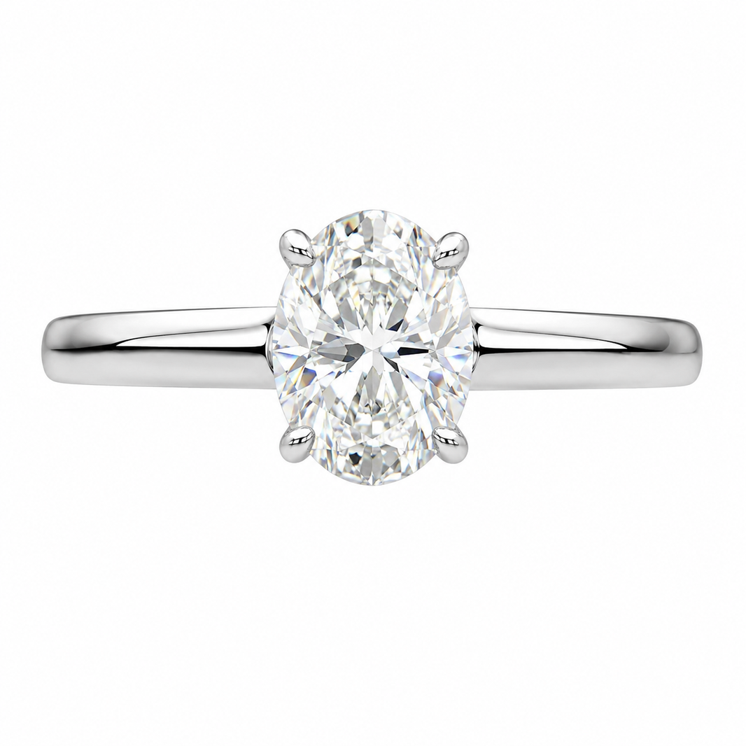 14K White Gold Women's Ring 0.74 ct Oval Lab Grown Diamond