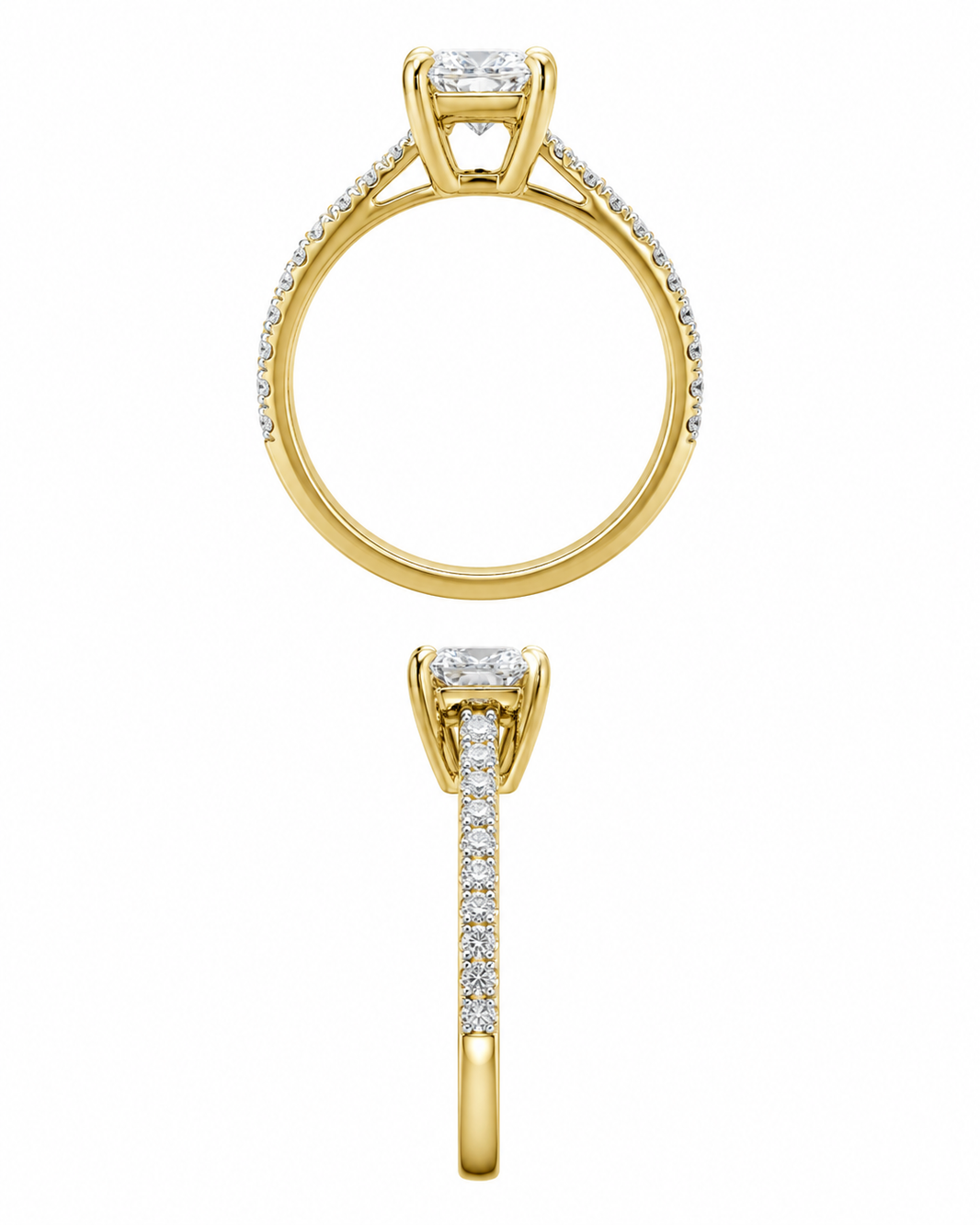 14K Yellow Gold Women’s Ring Princess 1.25 ct Lab Grown Diamond