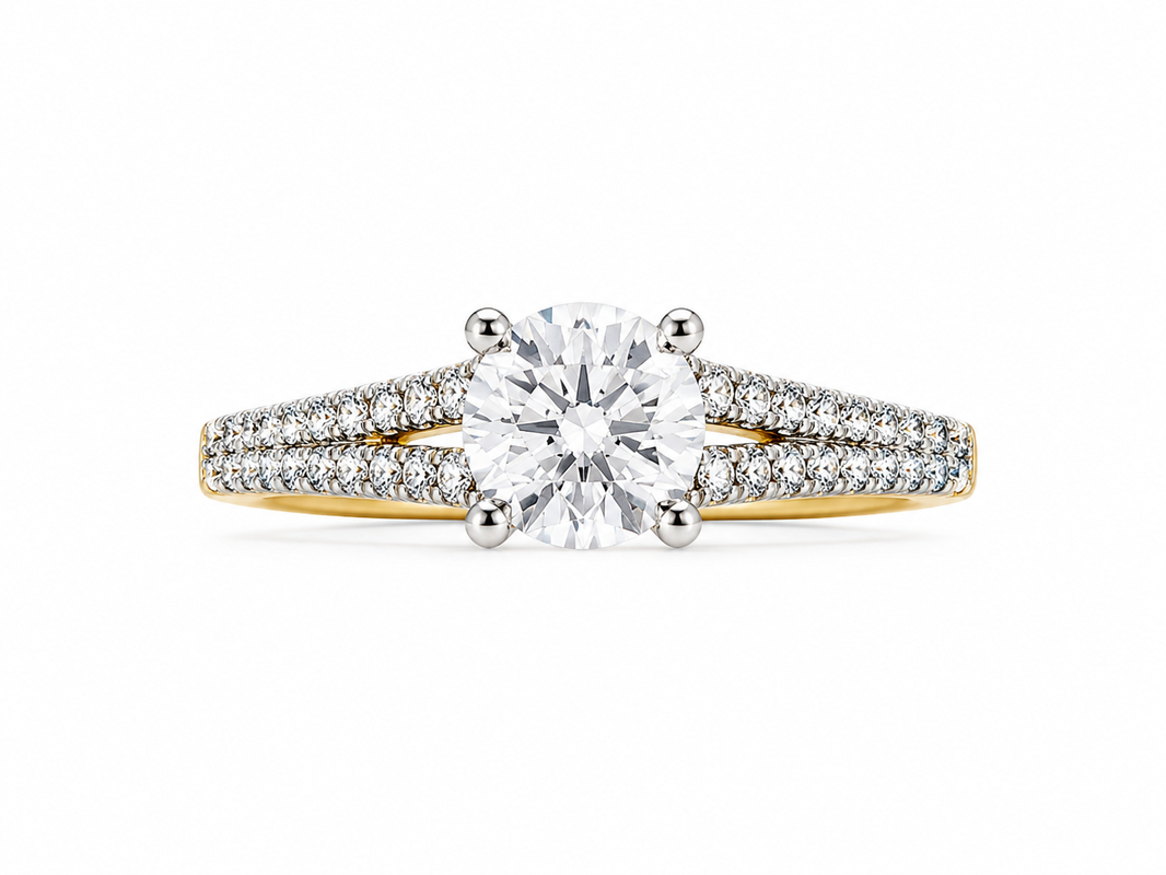 10K Yellow Gold Women's Ring Round 0.97 ct Lab Grown Diamond