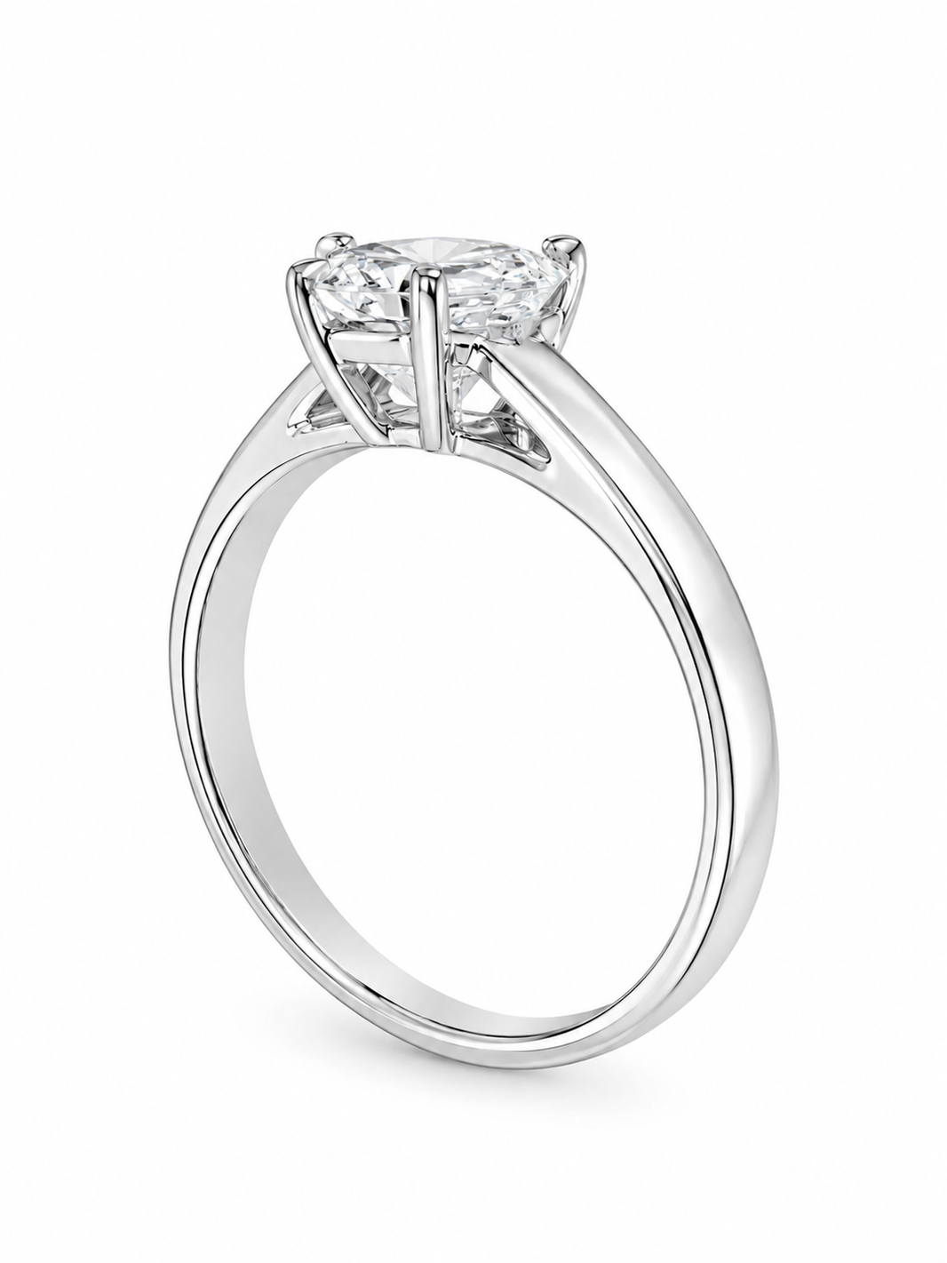 14K White Gold Women's Ring Emerald 0.50 ct Lab Grown Diamond