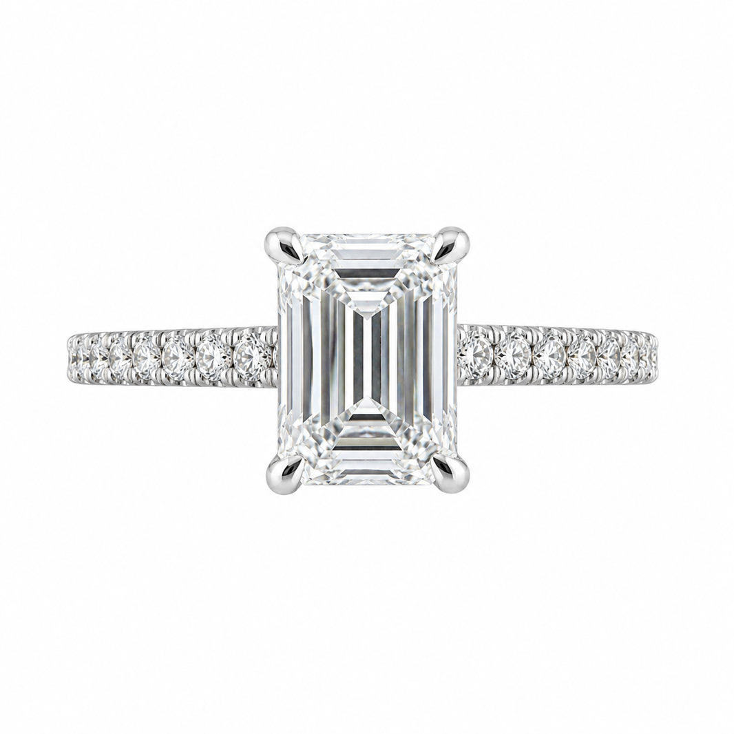 14K White Gold Women's Ring Emerald 1.02 ct Lab Grown Diamond