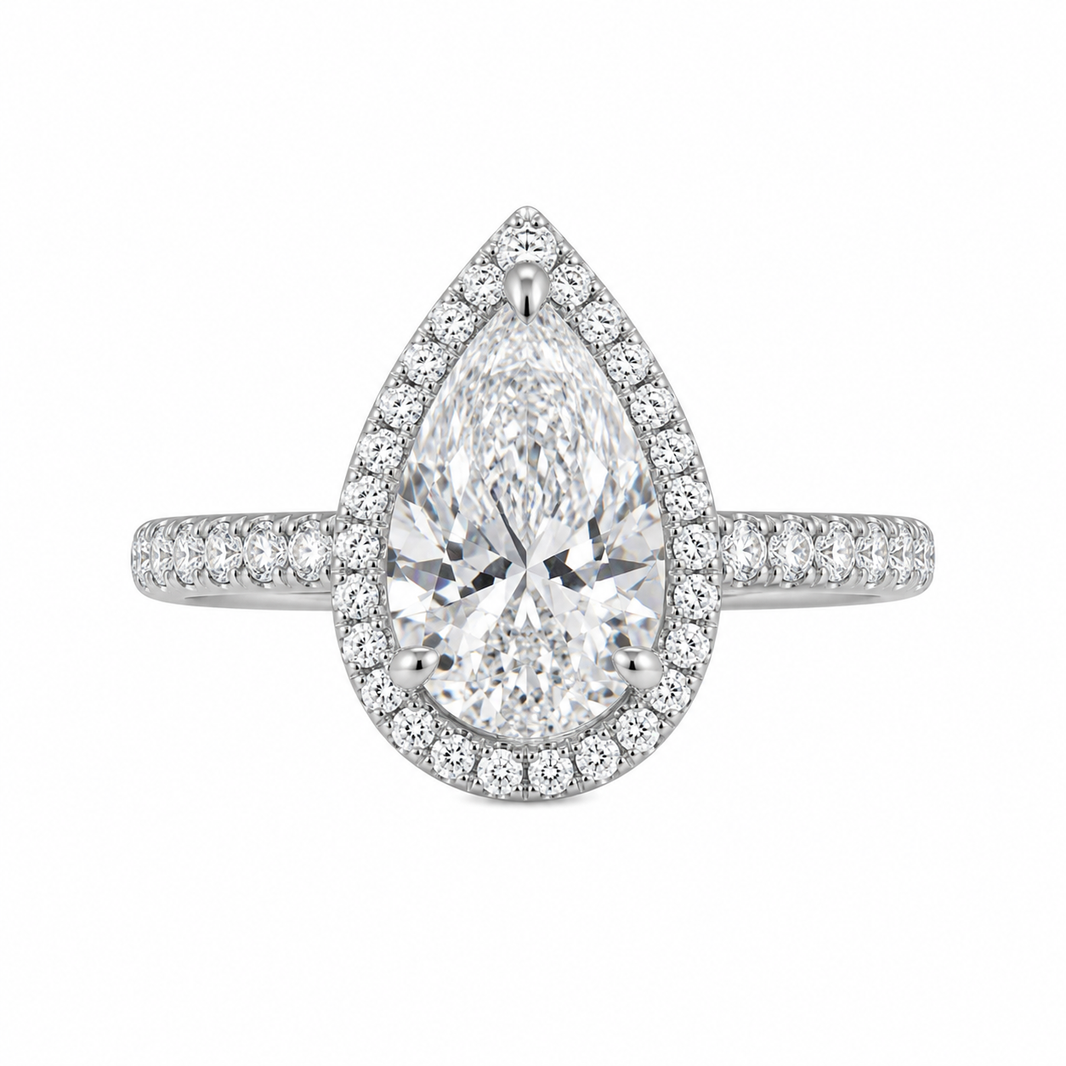 14K Yellow Gold Women's Ring Pear 1.26 ct Lab Grown Diamond