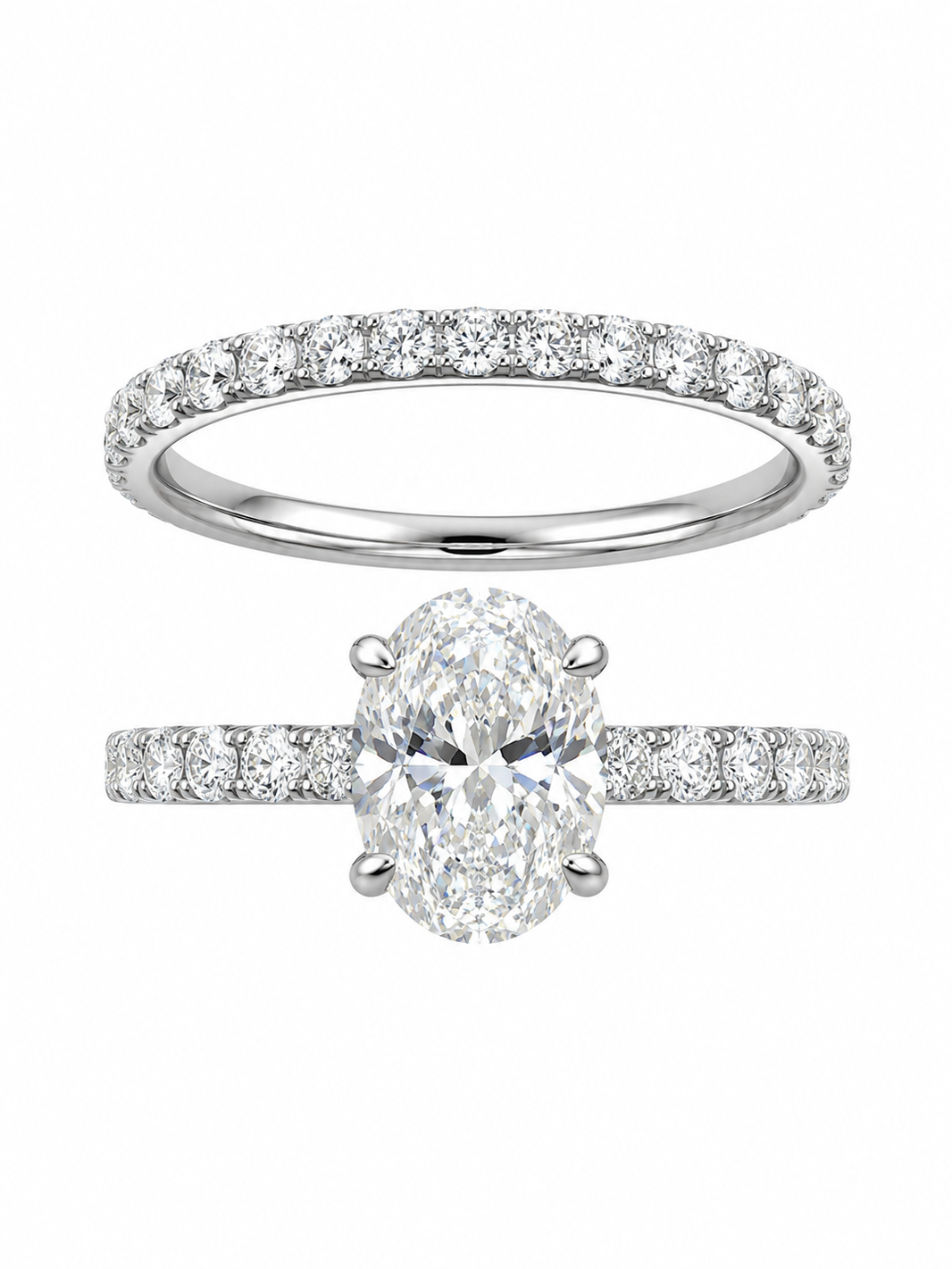 14K White Gold Women's Wedding Set Oval 1.92 ct Lab Grown Diamond