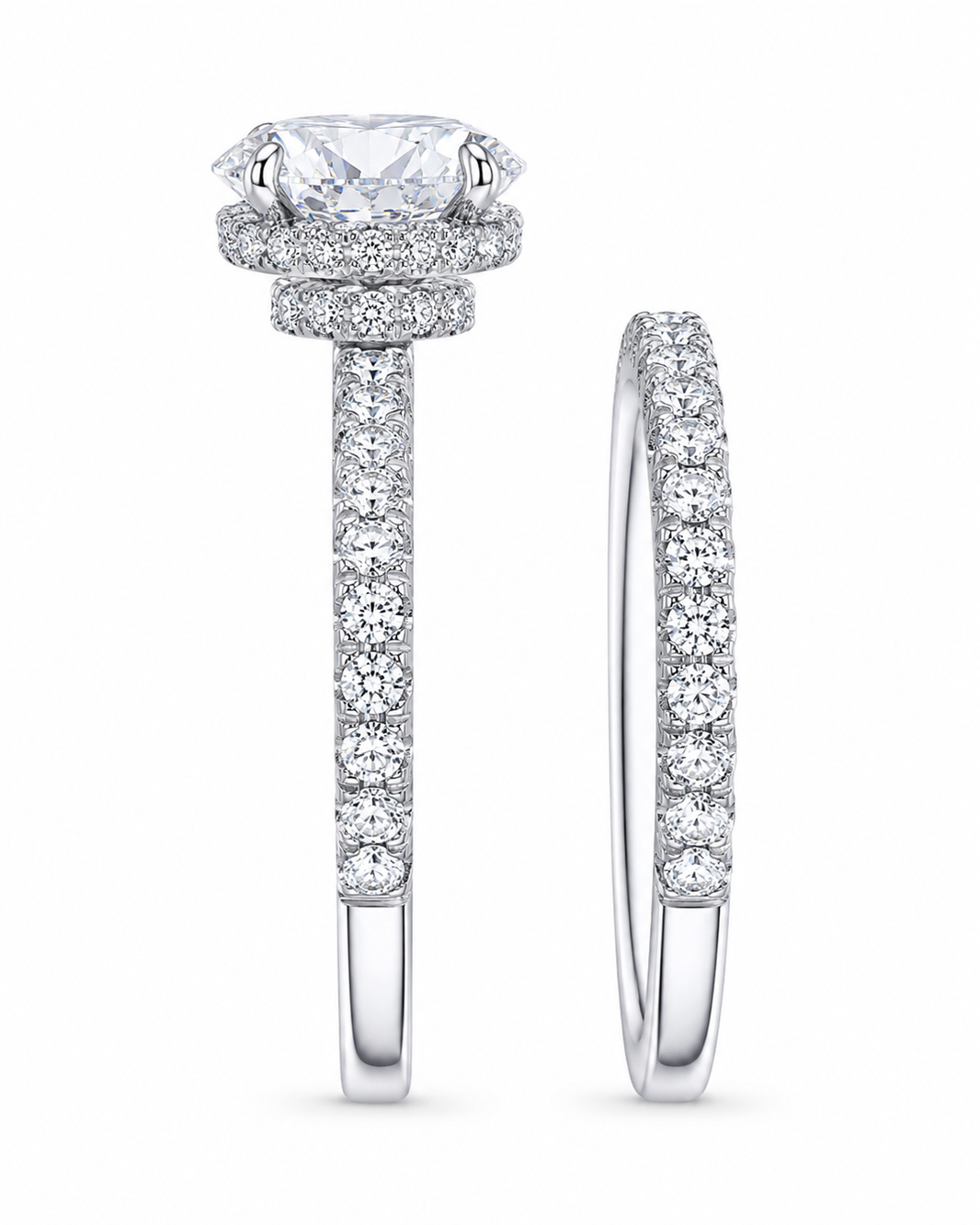 14K White Gold Women's Wedding Set Oval 1.92 ct Lab Grown Diamond