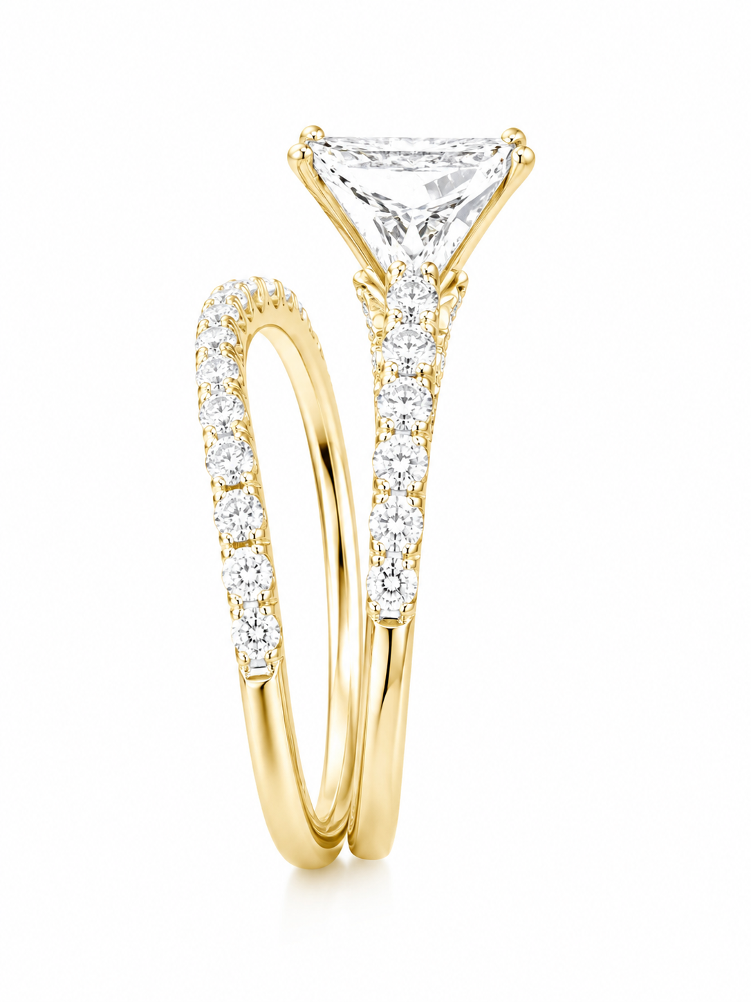 14K Yellow Gold Wedding Set Radiant 1.54 ct Lab Grown Diamond