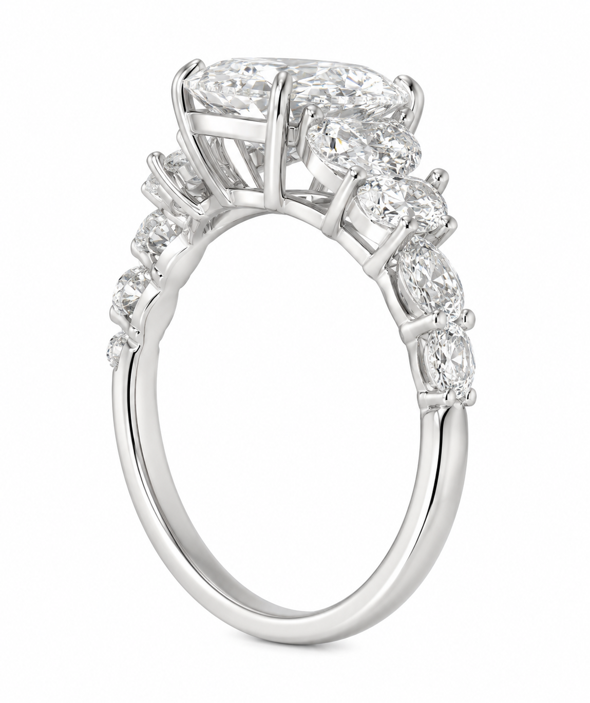 14K White Gold Women’s Ring Oval 2.80 ct Lab Grown Diamond